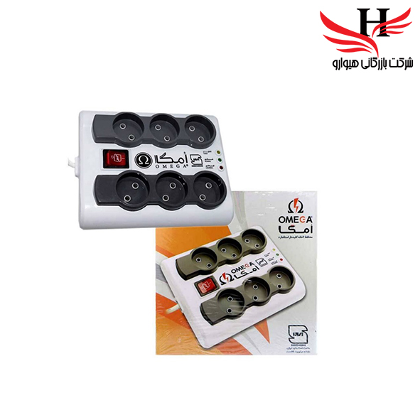 تصویر محافظ برق 6 خانه امگا OMEGA 1/5M مدل p6000